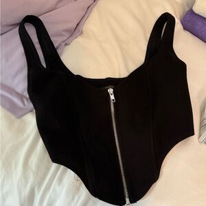 Black zip up white fox top